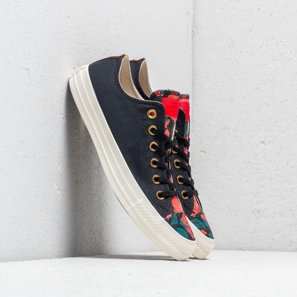 Converse Women's Black & Red Floral Low Top Sneakers - Picture 3 of 14